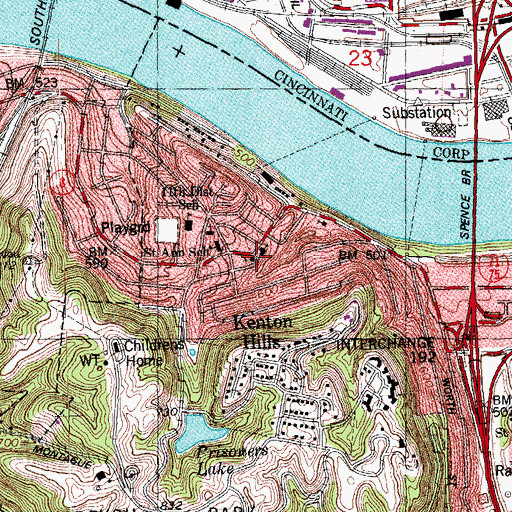 Topographic Map of Saint Johns Evangelical Congregational Church, KY