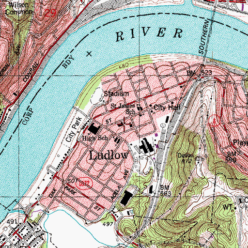 Topographic Map of First Presbyterian Church, KY