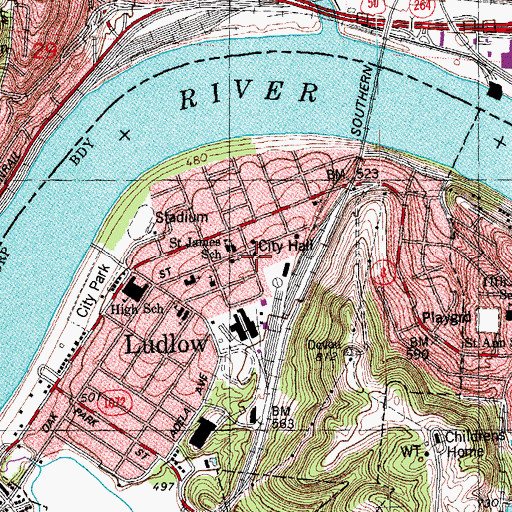 Topographic Map of First Church of the Nazarene, KY