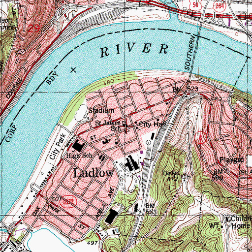 Topographic Map of Saint James Roman Catholic Church, KY