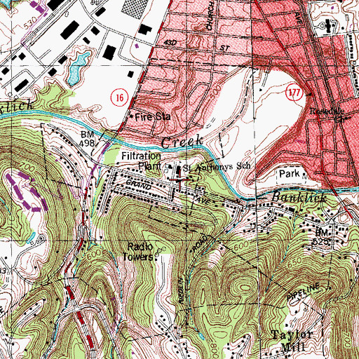 Topographic Map of Saint Anthony's Church, KY
