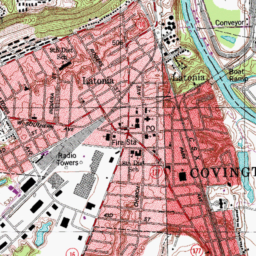 Topographic Map of Runyan Memorial Christian Church, KY