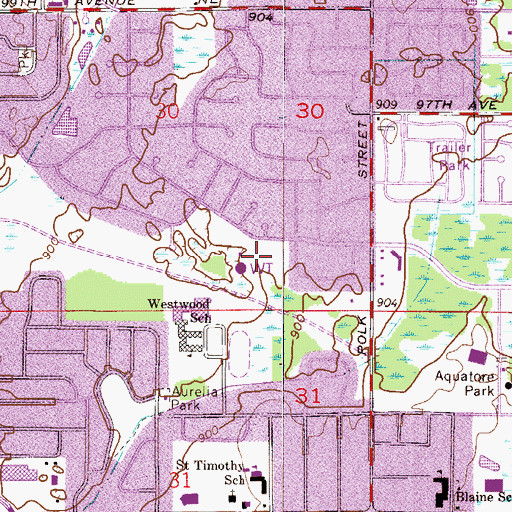 Topographic Map of Sunnyside Park, MN