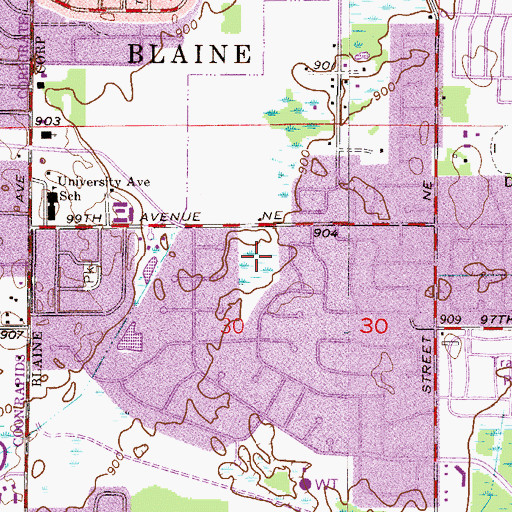 Topographic Map of Cloverleaf Park, MN