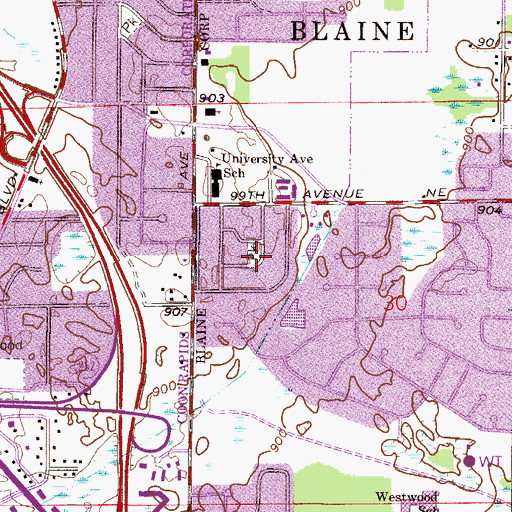 Topographic Map of Swan Park, MN