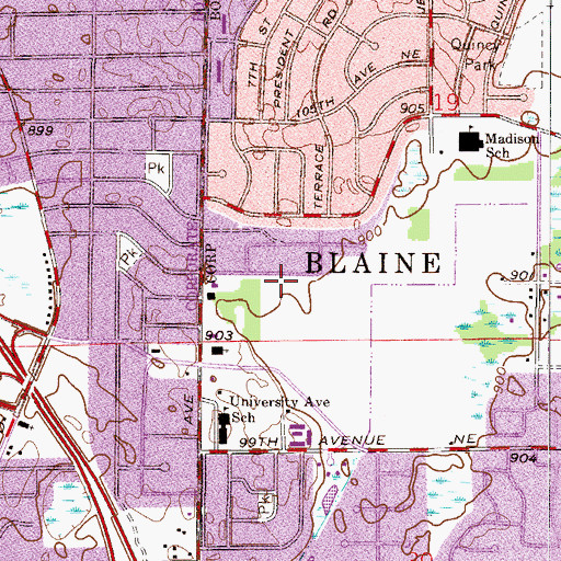 Topographic Map of Presidential Park, MN