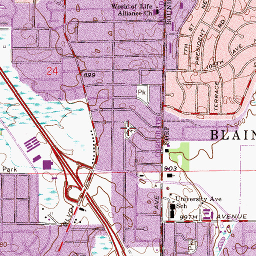 Topographic Map of Acorn Park, MN