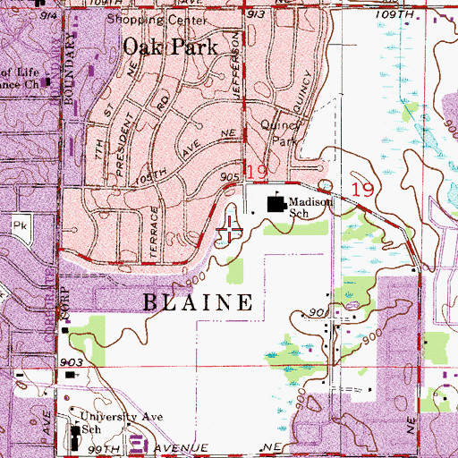 Topographic Map of Territorial Park, MN