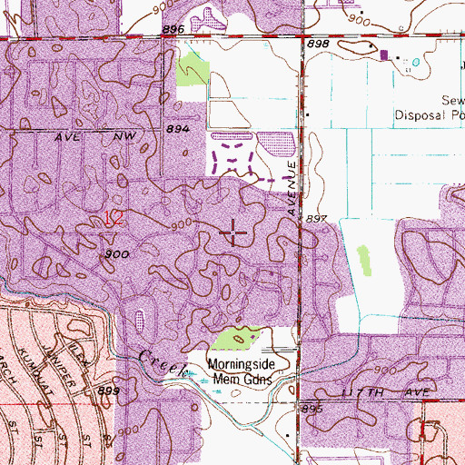 Topographic Map of Burl Oaks Park, MN