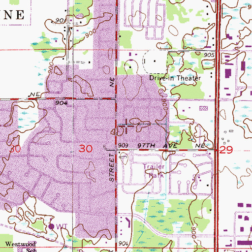 Topographic Map of Olympia Park, MN