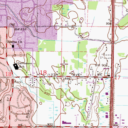 Topographic Map of Hidden Ponds Park, MN
