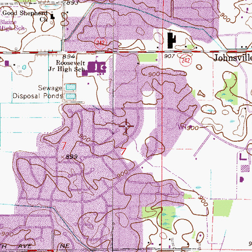 Topographic Map of Oak Creek Park, MN