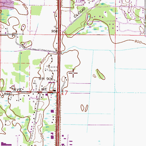 Topographic Map of Pine Grove Gardens, MN