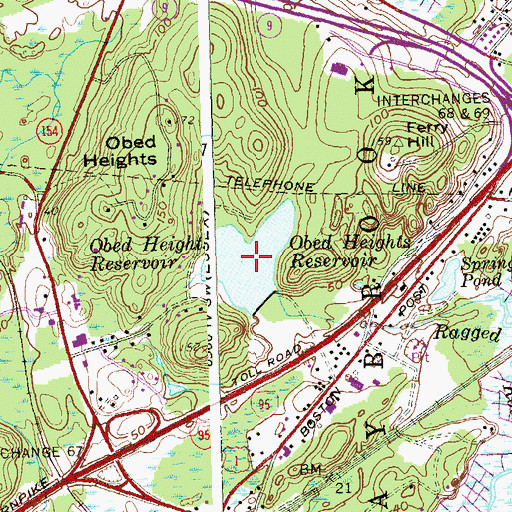 Topographic Map of Obed Heights Reservoir, CT