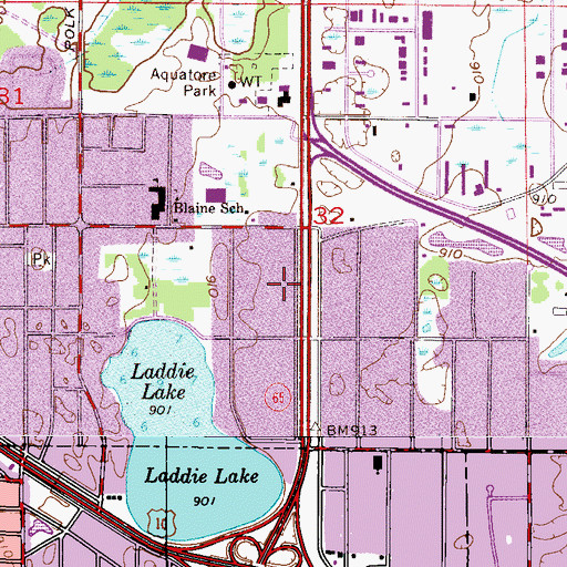 Topographic Map of Laddie Lake Park, MN