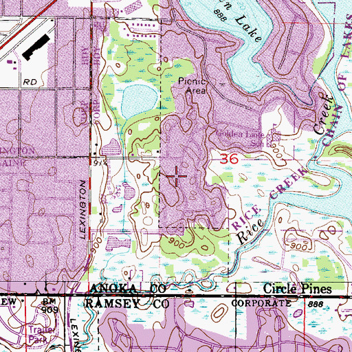 Topographic Map of Canterbury Park, MN