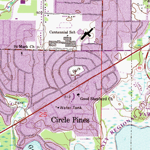 Topographic Map of Inner Park, MN