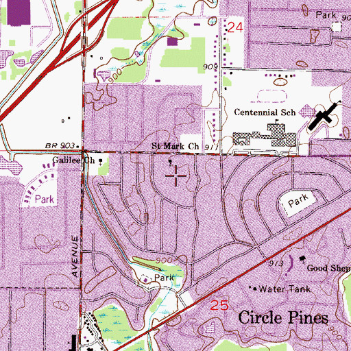 Topographic Map of North Star Park, MN