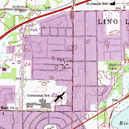 Topographic Map of Green Park, MN