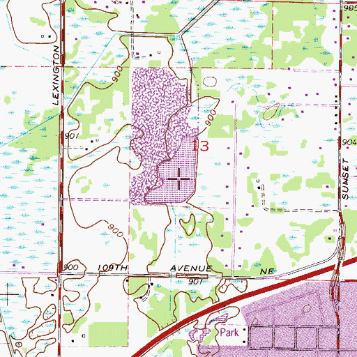 Topographic Map of Lochness Lake, MN