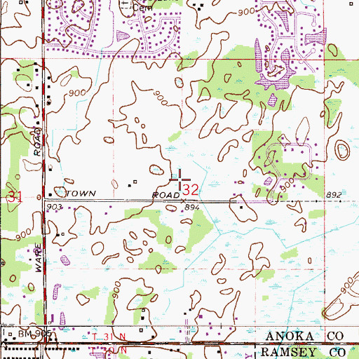 Topographic Map of Birchwood Acres Park, MN