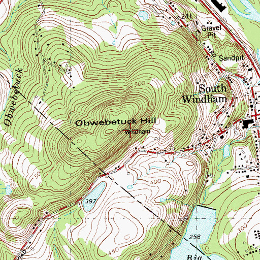 Topographic Map of Obwebetuck Hill, CT
