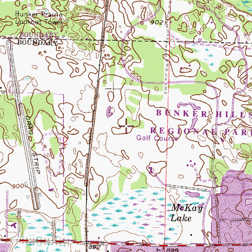 Topographic Map of Bunker Hills Golf Course, MN