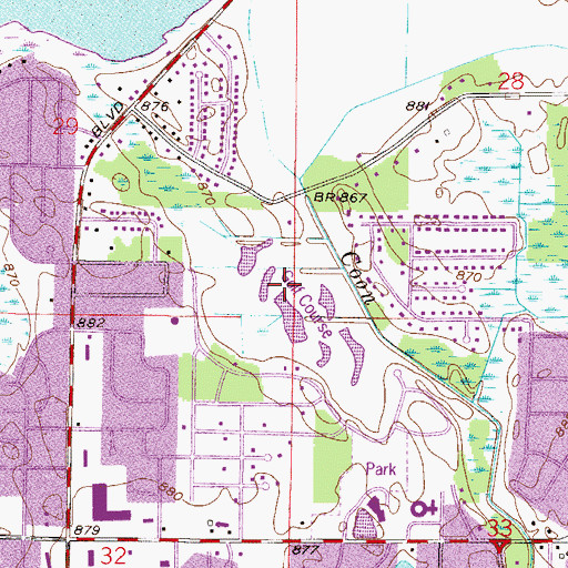 Topographic Map of Woodland Creek Golf Club, MN