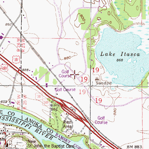 Topographic Map of Links at Northfork Golf Course, MN