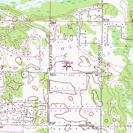 Topographic Map of Central Park, MN