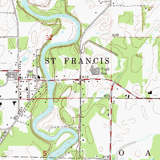 Topographic Map of Lighthouse Assembly of God Church, MN