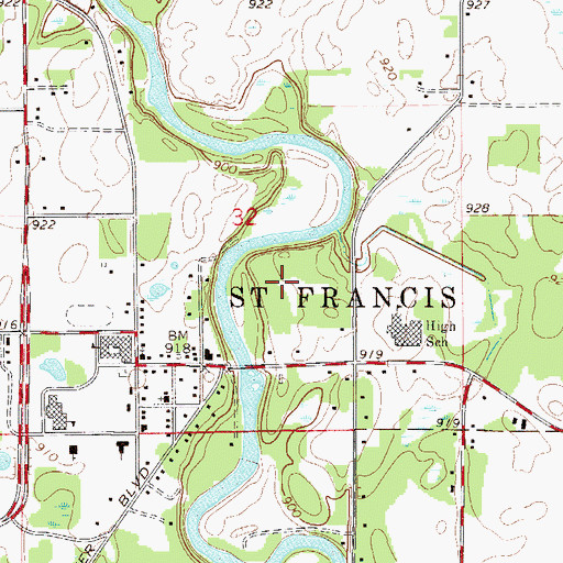 Topographic Map of Rum River North County Park, MN