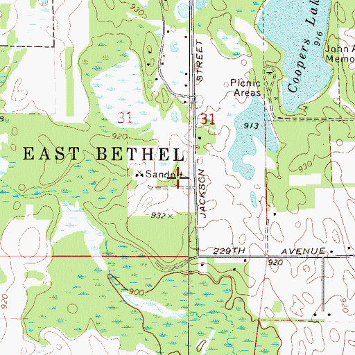 Topographic Map of Bonde Park, MN
