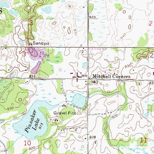 Topographic Map of Burns Evangelical Free Church, MN