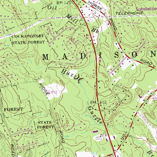 Topographic Map of Oil Mill Brook, CT