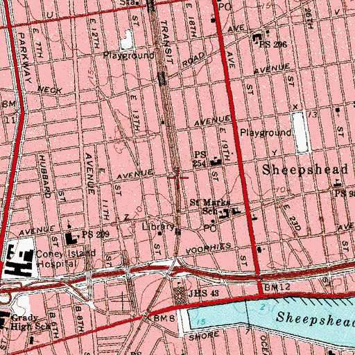 Topographic Map of Sheepshead Sub-Station New York Transit System, NY
