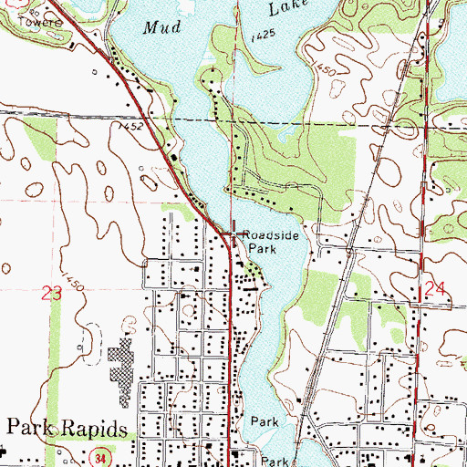 Topographic Map of Fish Hook Lake Wayside Park, MN