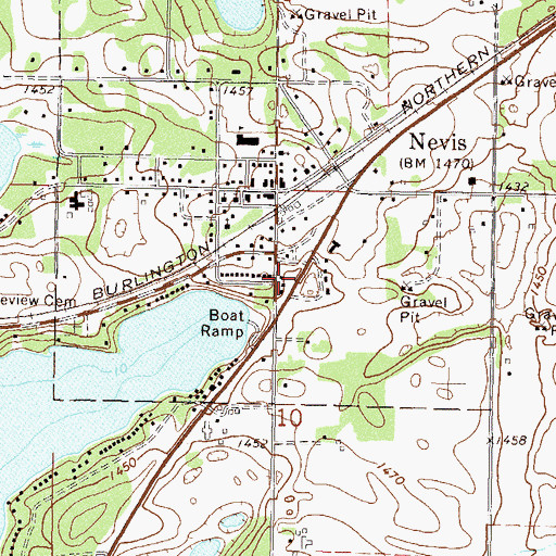 Topographic Map of Nevis Wayside Park, MN