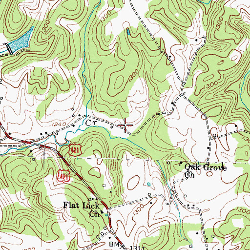 Topographic Map of Beulah Lake, KY