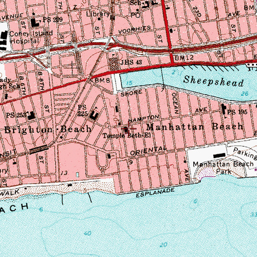 Topographic Map of Temple Beth El School, NY