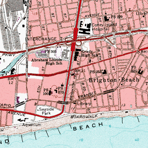 Topographic Map of Jewish Center of Brighton Beach, NY