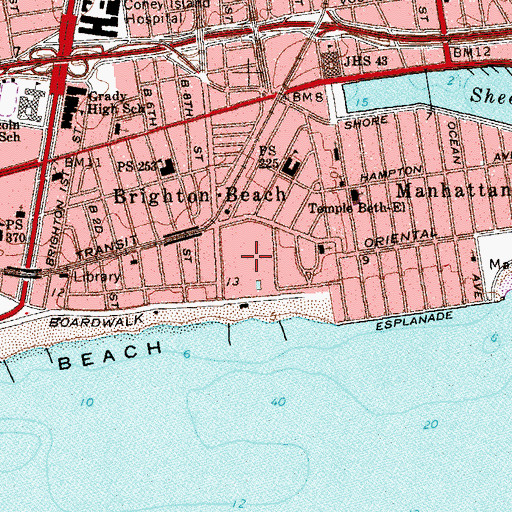 Topographic Map of Brighton Beach Park (historical), NY