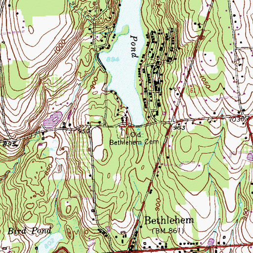Topographic Map of Old Bethlehem Cemetery, CT