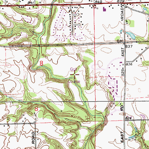 Topographic Map of Prestwick Country Club, IN