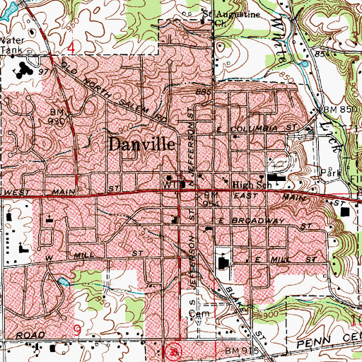 Topographic Map of Danville Christian Church, IN