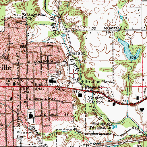 Topographic Map of Ellis Park, IN