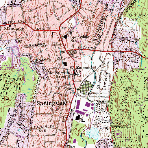 Topographic Map of Old Burying Ground, CT