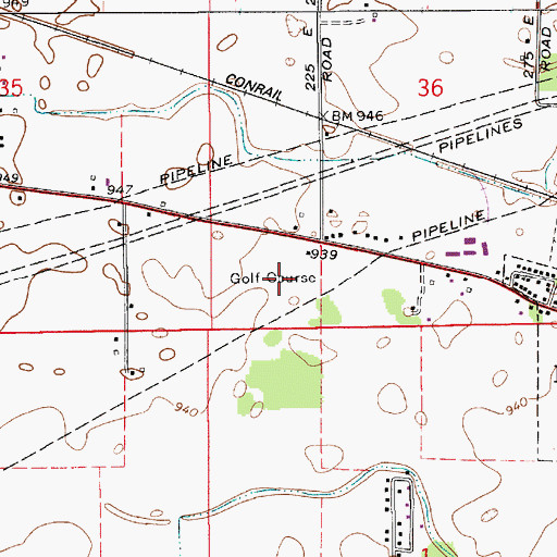 Topographic Map of Pittsboro Golf Club, IN