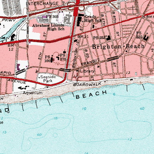 Topographic Map of Brighton Towers, NY