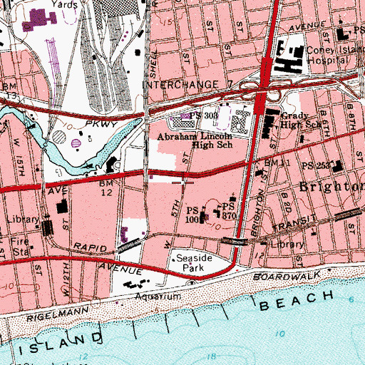 Topographic Map of Trump Village Shopping Center, NY